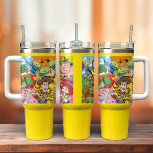 Colorful Cartoon Character Travel Mug with Handle - 40oz Insulated Cup