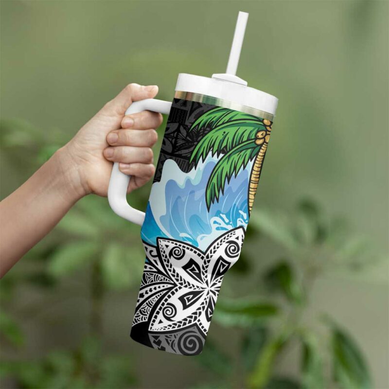 Tropical Christmas Polynesian Funny Surfing Pineapple Custom Stanley Quencher 40oz Stainless Steel Tumbler With Handle - Threewoofs - Image 3