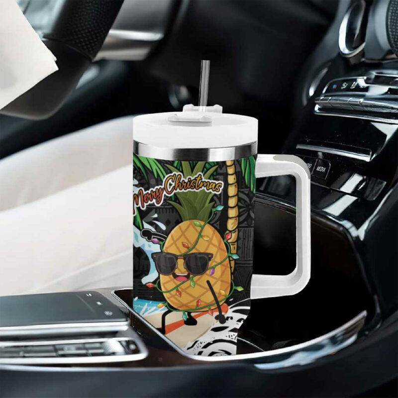 Tropical Christmas Polynesian Funny Surfing Pineapple Custom Stanley Quencher 40oz Stainless Steel Tumbler With Handle - Threewoofs - Image 8