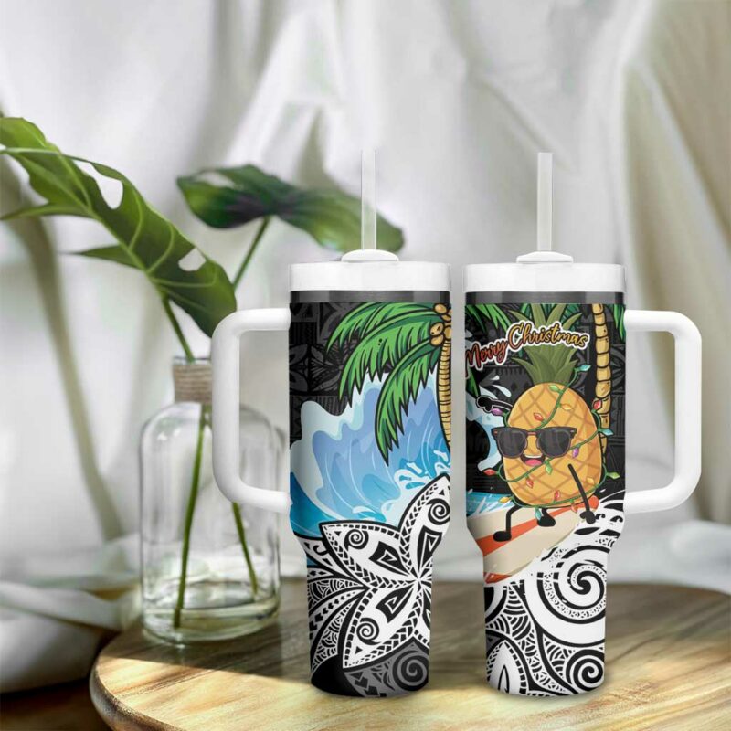 Tropical Christmas Polynesian Funny Surfing Pineapple Custom Stanley Quencher 40oz Stainless Steel Tumbler With Handle - Threewoofs - Image 9