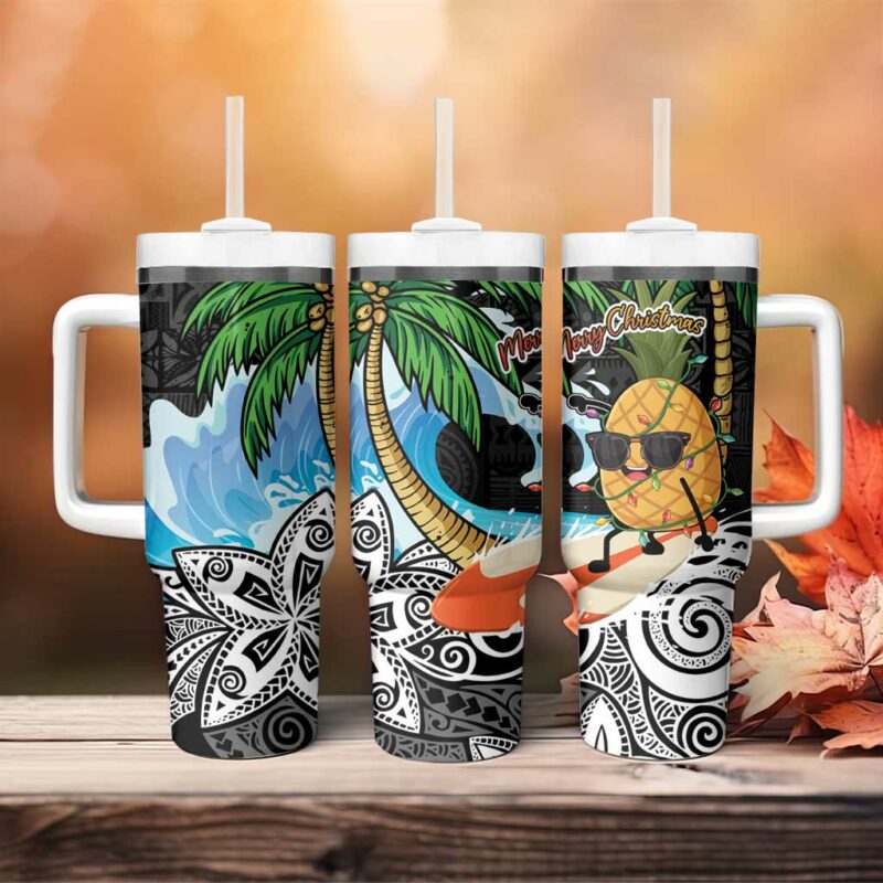 Tropical Christmas Polynesian Funny Surfing Pineapple Custom Stanley Quencher 40oz Stainless Steel Tumbler With Handle - Threewoofs - Image 4