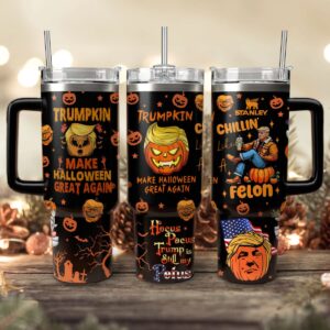 Trumpkin Make Halloween Custom Stanley Quencher 40oz Stainless Steel Tumbler With Handle - Threewoofs