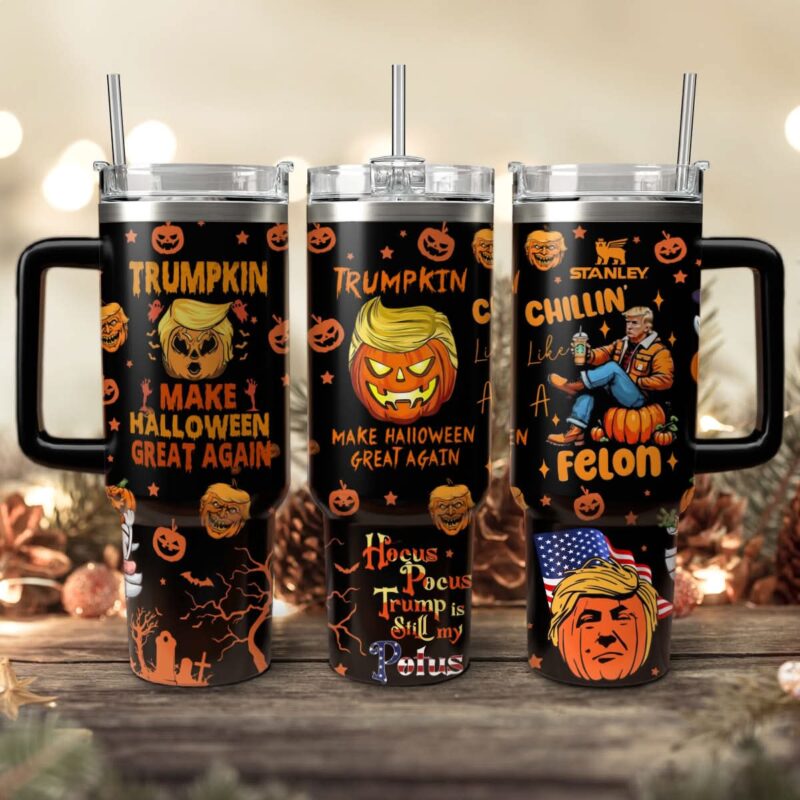 Trumpkin Make Halloween Custom Stanley Quencher 40oz Stainless Steel Tumbler With Handle - Threewoofs