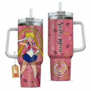 Tsukino Usagi Sailor Moon Anime Custom Stanley Quencher 40oz Stainless Steel Tumbler With Handle - Threewoofs