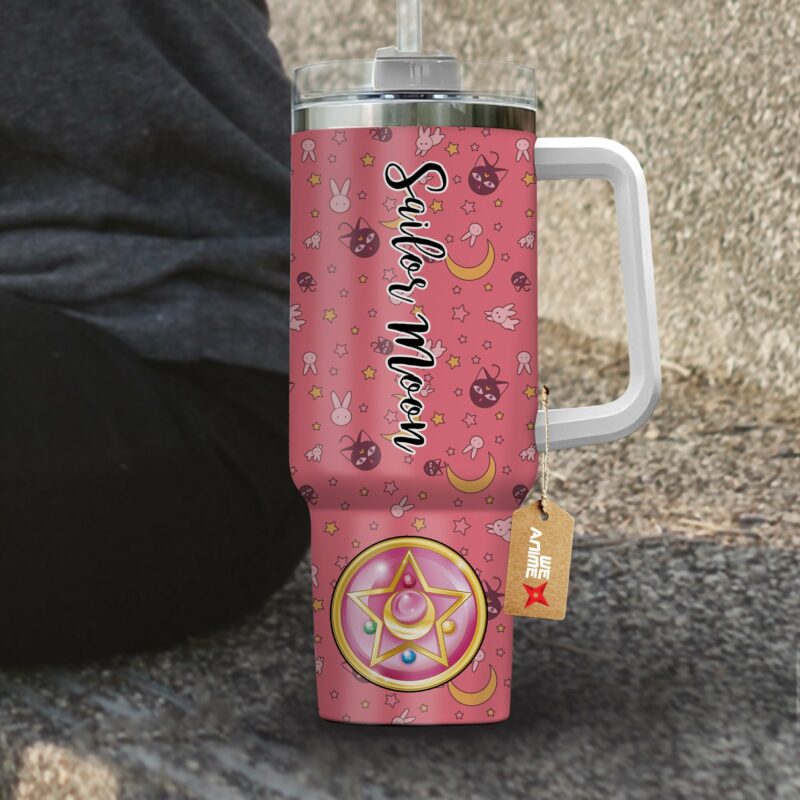 Tsukino Usagi Sailor Moon Anime Custom Stanley Quencher 40oz Stainless Steel Tumbler With Handle - Threewoofs - Image 4
