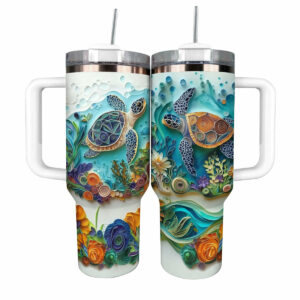 Turtle Trek Custom Stanley Quencher 40oz Stainless Steel Tumbler With Handle - Threewoofs