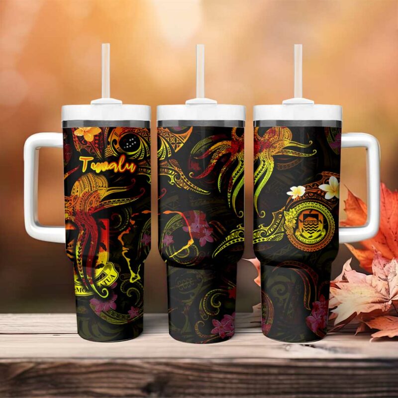 Tuvalu Custom Stanley Quencher 40oz Stainless Steel Tumbler With Handle - Threewoofs - Image 4