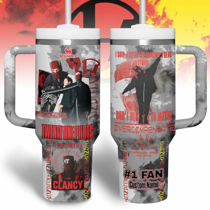 Twenty One Pilots Music Custom Stanley Quencher 40oz Stainless Steel Tumbler With Handle - Threewoofs