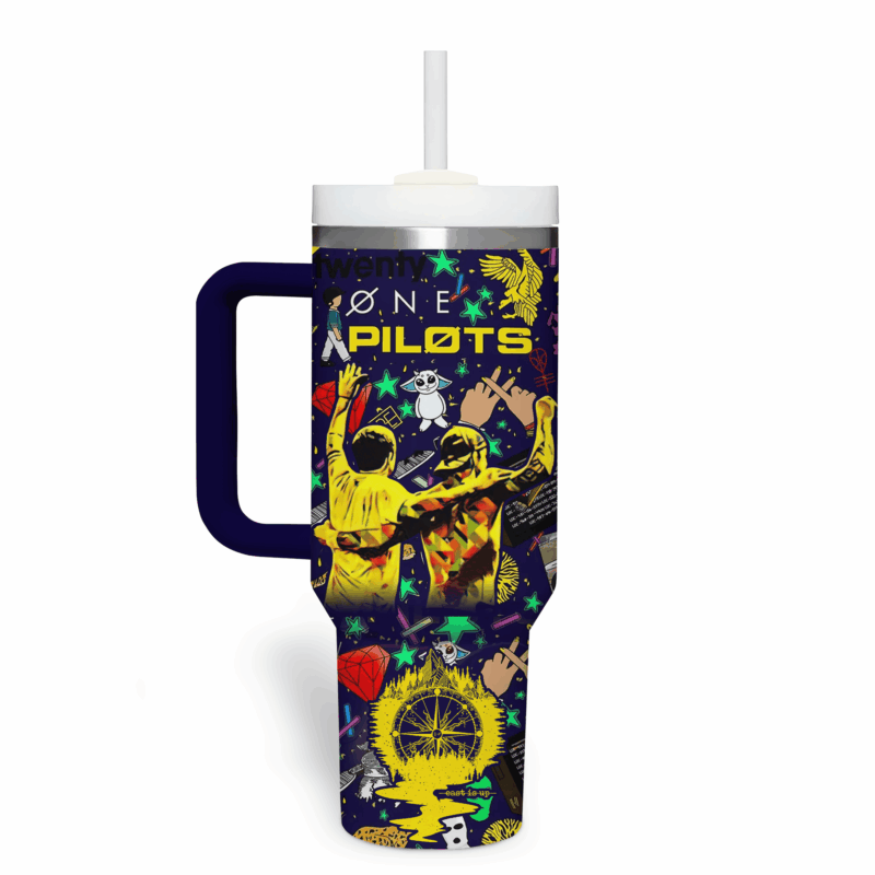 Twenty One Pilots Music Custom Stanley Quencher 40oz Stainless Steel Tumbler With Handle - Threewoofs - Image 3