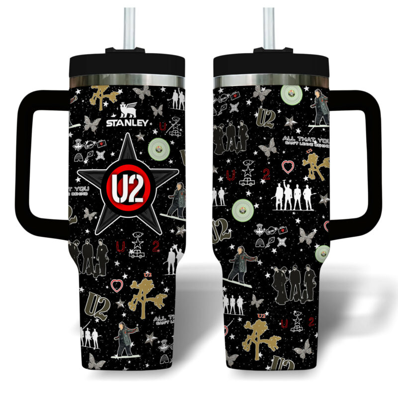 U2 Band Music Custom Stanley Quencher 40oz Stainless Steel Tumbler With Handle - Threewoofs - Image 2
