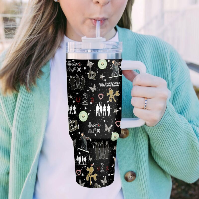 U2 Band Music Custom Stanley Quencher 40oz Stainless Steel Tumbler With Handle - Threewoofs - Image 4