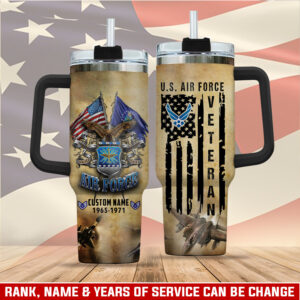 United States Air Force Custom Stanley Quencher 40oz Stainless Steel Tumbler With Handle - Threewoofs