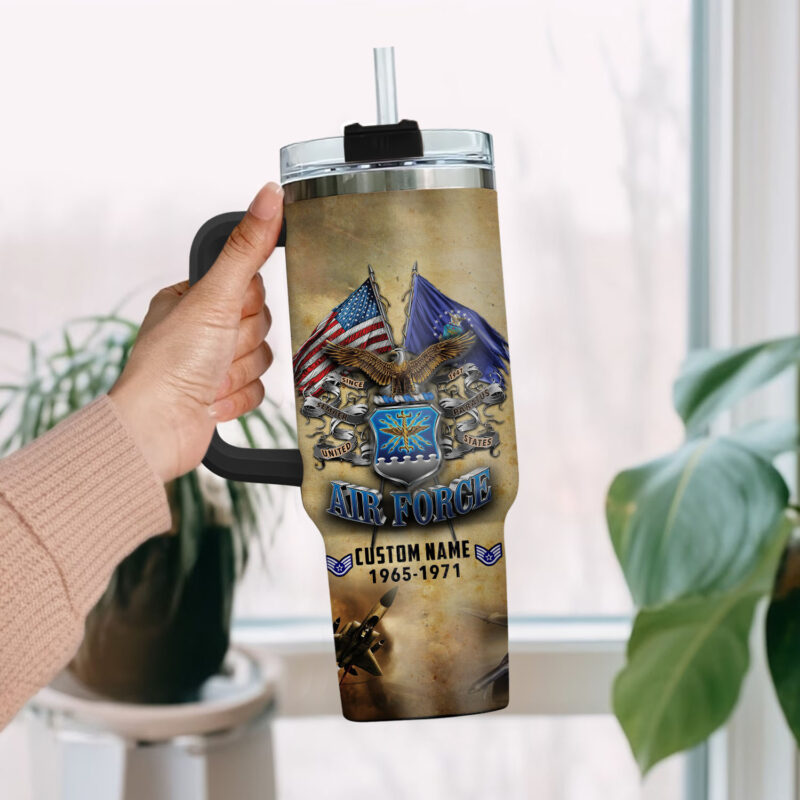 United States Air Force Custom Stanley Quencher 40oz Stainless Steel Tumbler With Handle - Threewoofs - Image 2