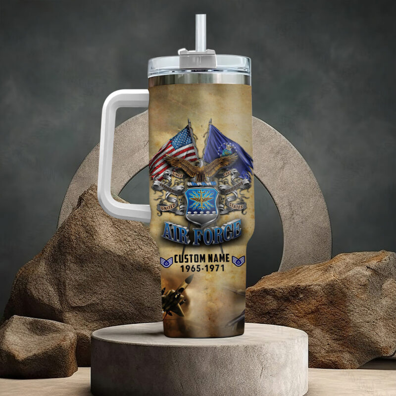 United States Air Force Custom Stanley Quencher 40oz Stainless Steel Tumbler With Handle - Threewoofs - Image 3