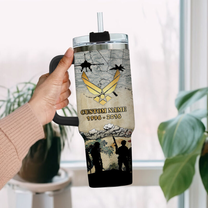 United States Air Force Custom Stanley Quencher 40oz Stainless Steel Tumbler With Handle - Threewoofs - Image 2