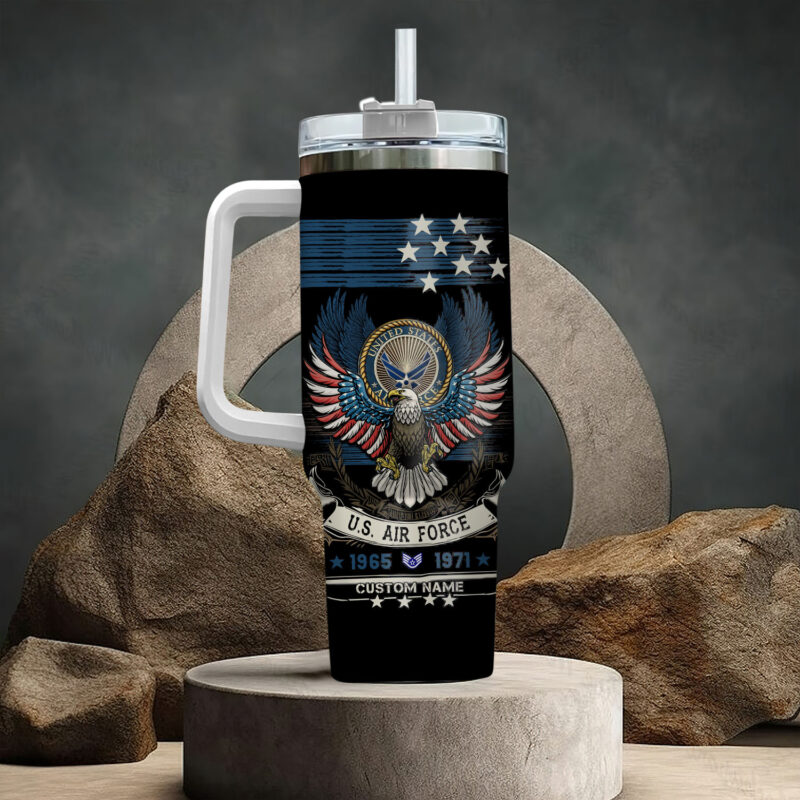 United States Air Force Custom Stanley Quencher 40oz Stainless Steel Tumbler With Handle - Threewoofs - Image 3