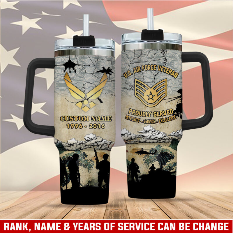 United States Air Force Custom Stanley Quencher 40oz Stainless Steel Tumbler With Handle - Threewoofs