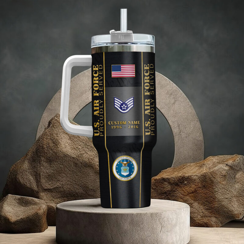 United States Air Force Custom Stanley Quencher 40oz Stainless Steel Tumbler With Handle - Threewoofs - Image 3