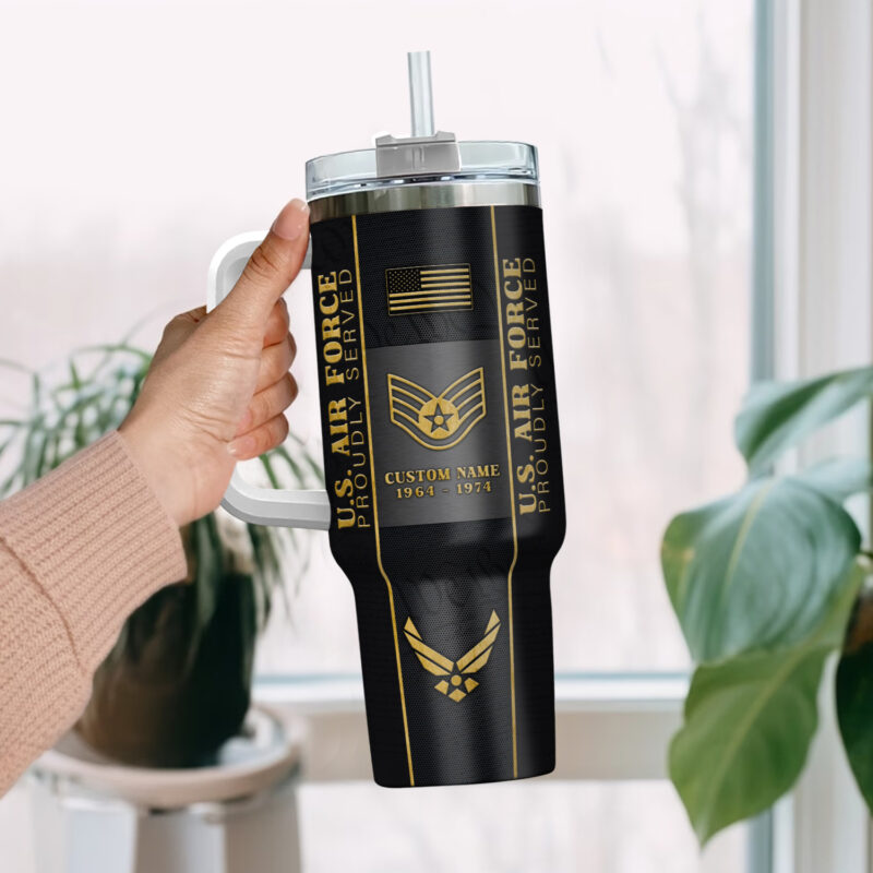 United States Air Force Custom Stanley Quencher 40oz Stainless Steel Tumbler With Handle - Threewoofs - Image 2