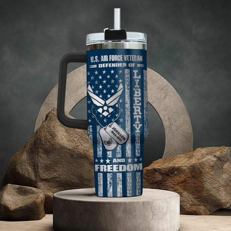 United States Air Force Custom Stanley Quencher 40oz Stainless Steel Tumbler With Handle - Threewoofs - Image 3