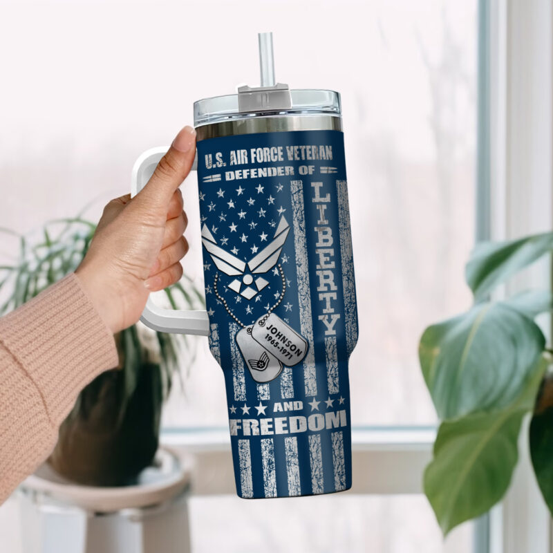 United States Air Force Custom Stanley Quencher 40oz Stainless Steel Tumbler With Handle - Threewoofs - Image 2