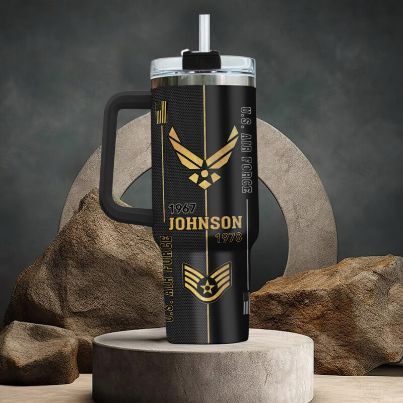 United States Air Force Custom Stanley Quencher 40oz Stainless Steel Tumbler With Handle - Threewoofs - Image 3