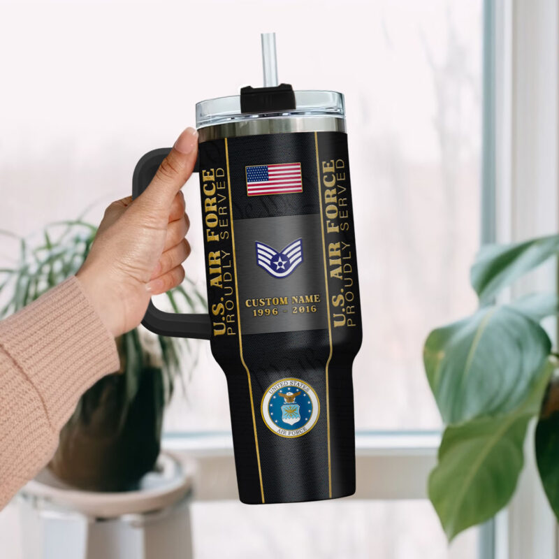 United States Air Force Custom Stanley Quencher 40oz Stainless Steel Tumbler With Handle - Threewoofs - Image 2