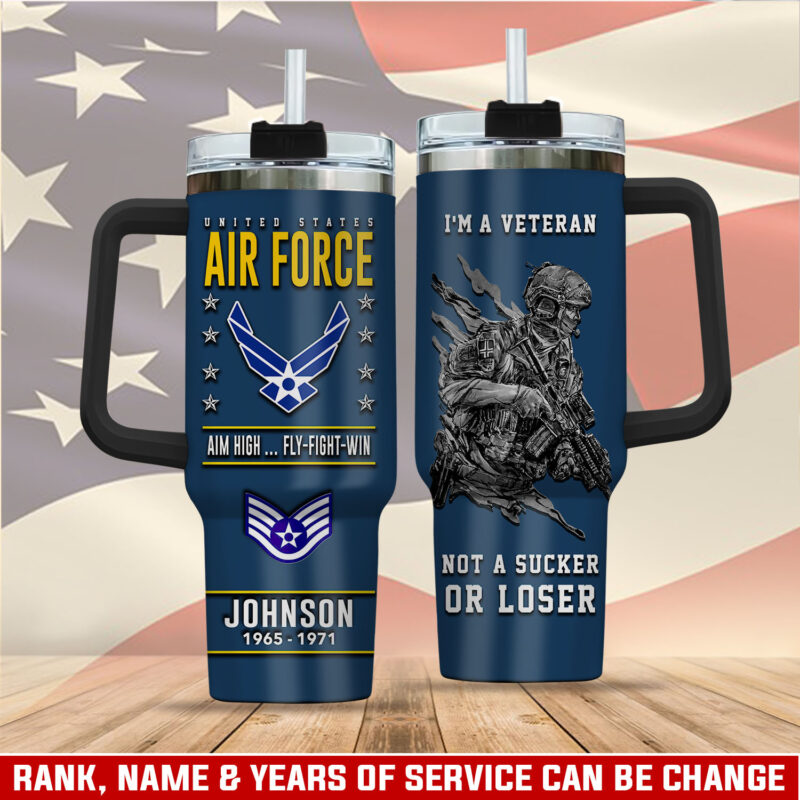United States Air Force Custom Stanley Quencher 40oz Stainless Steel Tumbler With Handle - Threewoofs