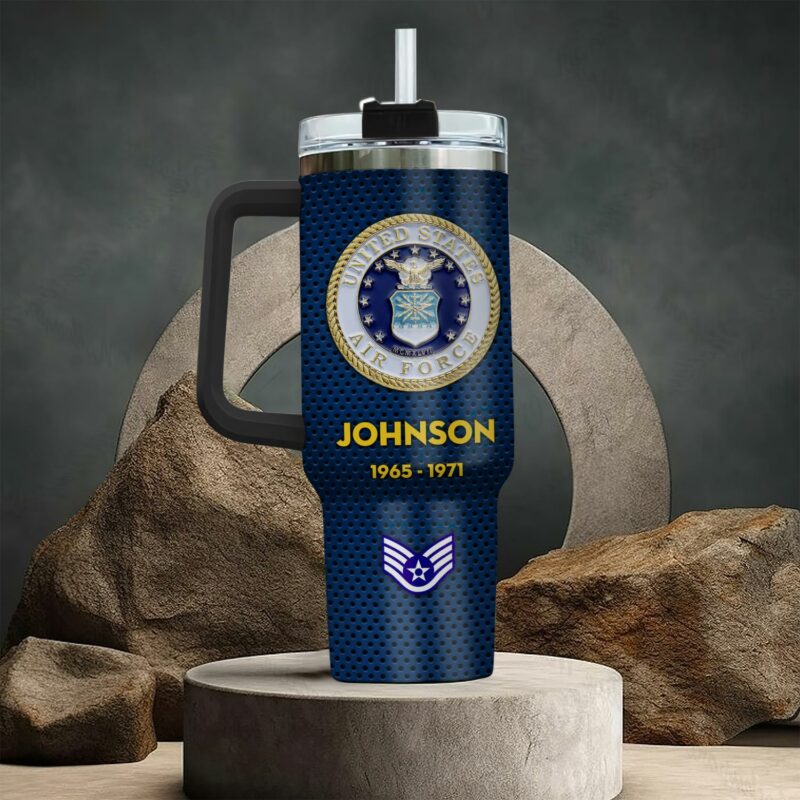 United States Air Force Custom Stanley Quencher 40oz Stainless Steel Tumbler With Handle - Threewoofs - Image 3