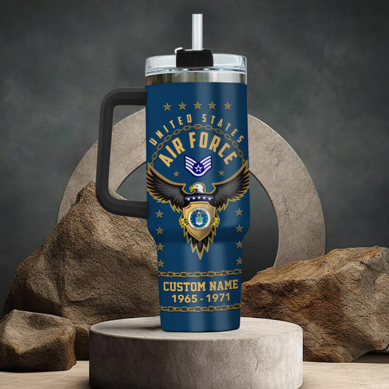 United States Air Force Custom Stanley Quencher 40oz Stainless Steel Tumbler With Handle - Threewoofs - Image 3