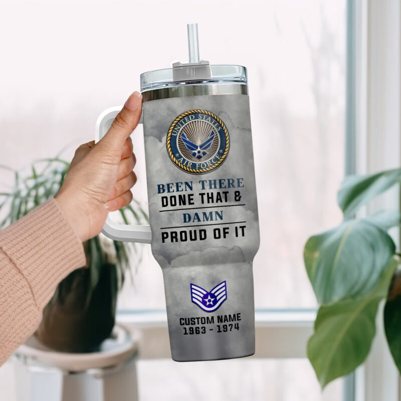 United States Air Force Custom Stanley Quencher 40oz Stainless Steel Tumbler With Handle - Threewoofs - Image 2