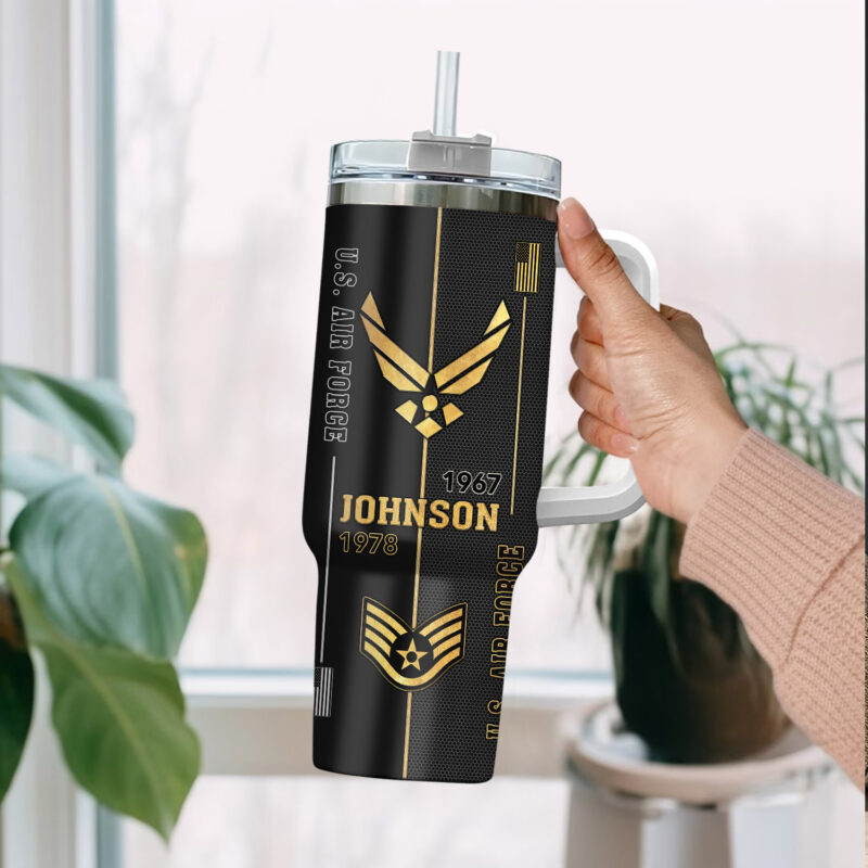 United States Air Force Custom Stanley Quencher 40oz Stainless Steel Tumbler With Handle - Threewoofs - Image 2