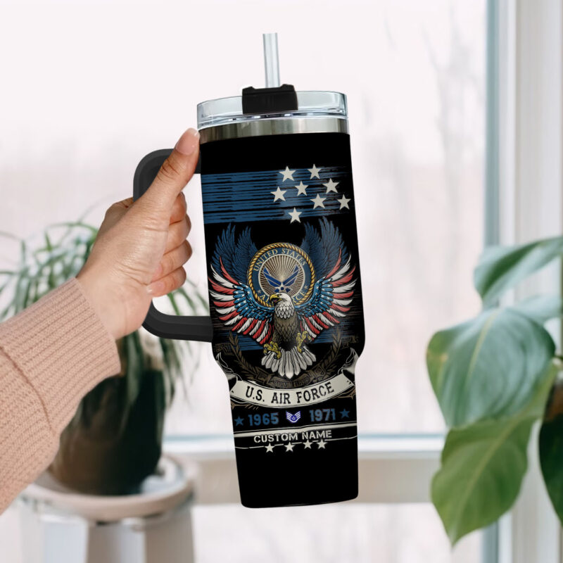 United States Air Force Custom Stanley Quencher 40oz Stainless Steel Tumbler With Handle - Threewoofs - Image 2