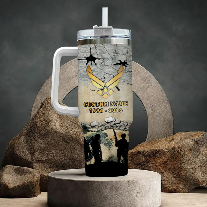 United States Air Force Custom Stanley Quencher 40oz Stainless Steel Tumbler With Handle - Threewoofs - Image 3