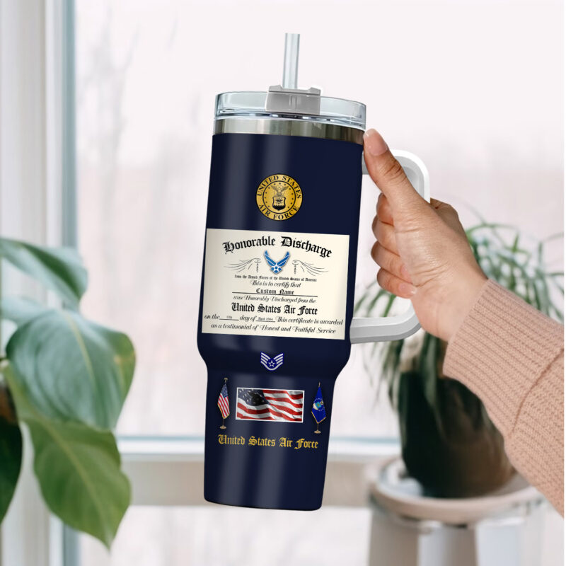 United States Air Force Custom Stanley Quencher 40oz Stainless Steel Tumbler With Handle - Threewoofs - Image 2