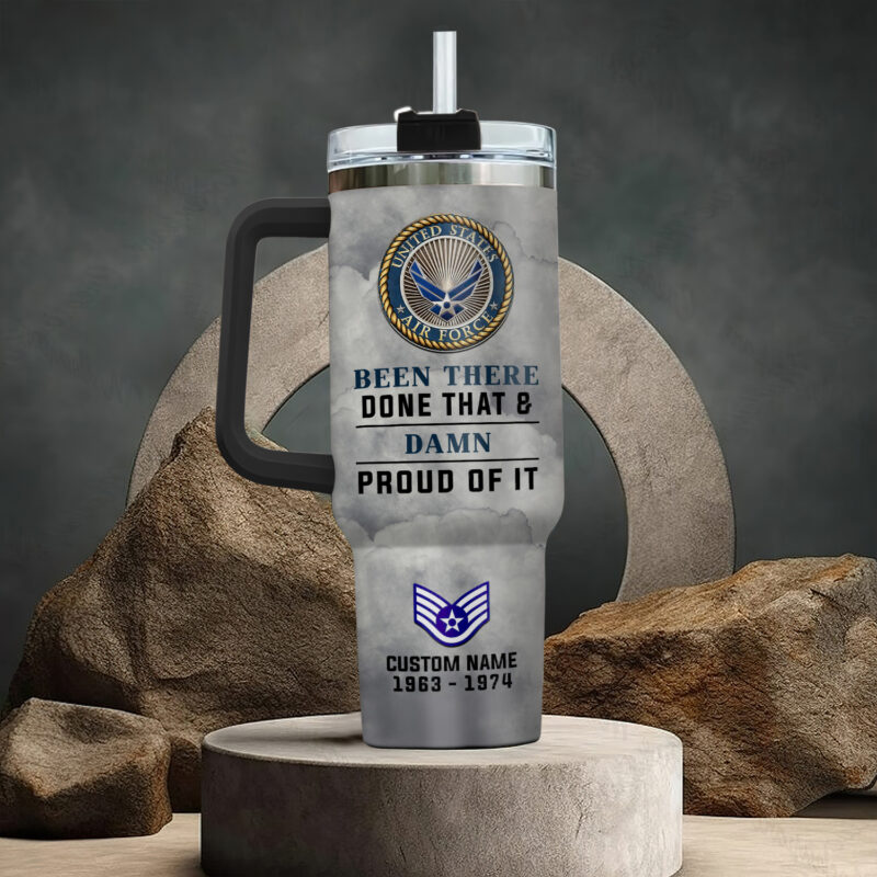 United States Air Force Custom Stanley Quencher 40oz Stainless Steel Tumbler With Handle - Threewoofs - Image 3