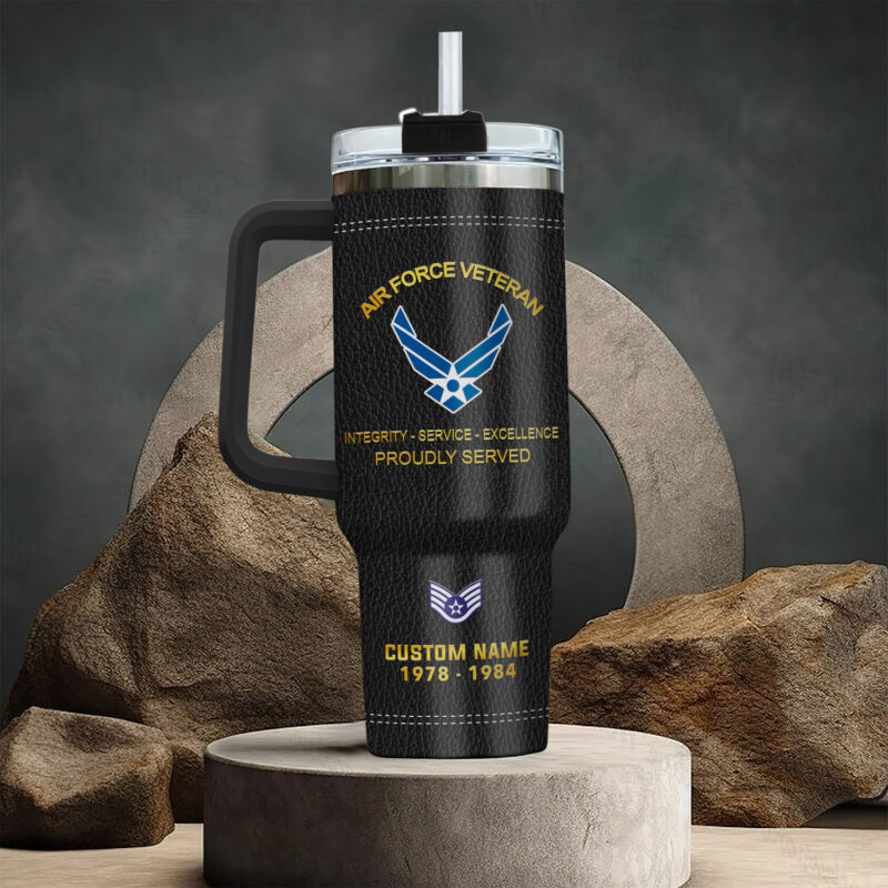 United States Air Force Custom Stanley Quencher 40oz Stainless Steel Tumbler With Handle - Threewoofs - Image 3