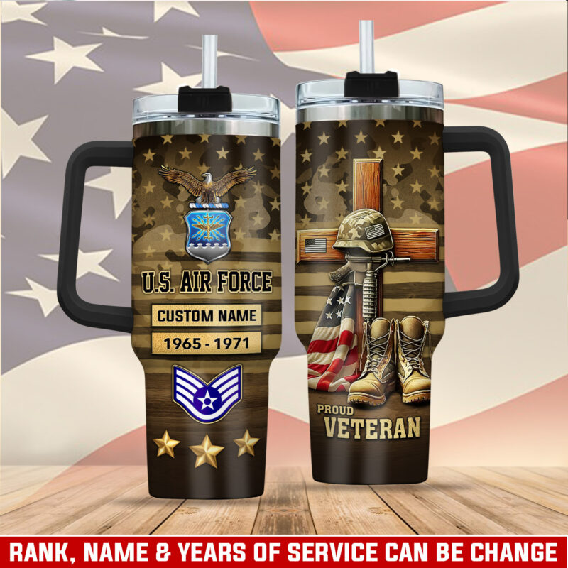 United States Air Force Custom Stanley Quencher 40oz Stainless Steel Tumbler With Handle - Threewoofs