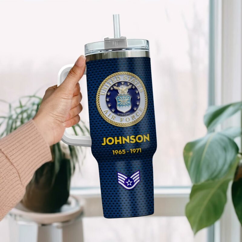 United States Air Force Custom Stanley Quencher 40oz Stainless Steel Tumbler With Handle - Threewoofs - Image 2