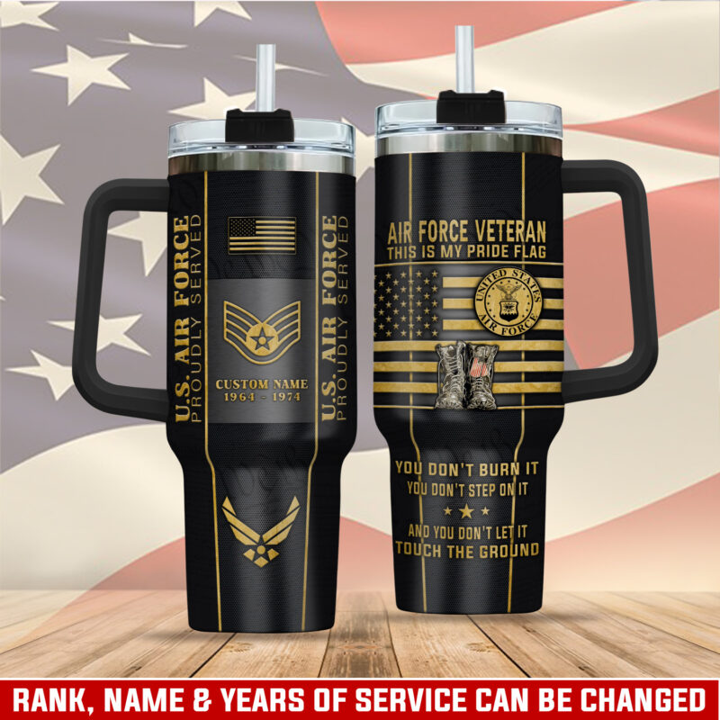 United States Air Force Custom Stanley Quencher 40oz Stainless Steel Tumbler With Handle - Threewoofs