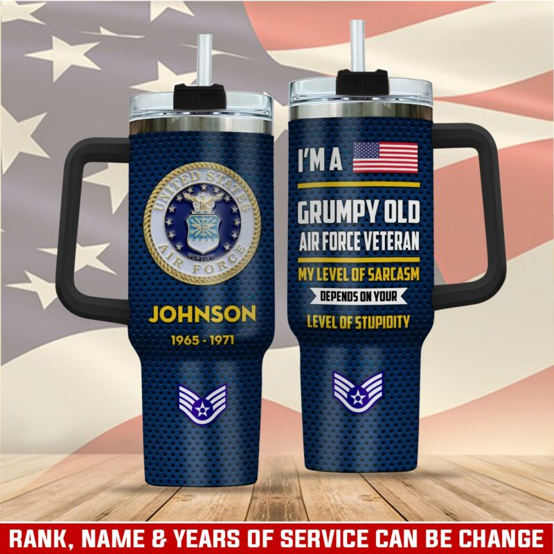 United States Air Force Custom Stanley Quencher 40oz Stainless Steel Tumbler With Handle - Threewoofs