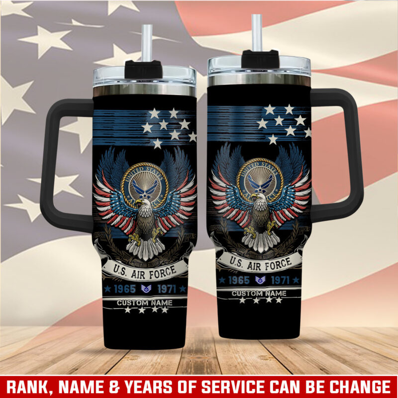 United States Air Force Custom Stanley Quencher 40oz Stainless Steel Tumbler With Handle - Threewoofs