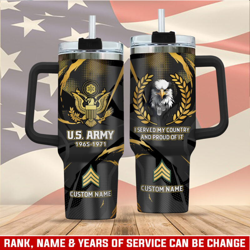 United States Army Custom Stanley Quencher 40oz Stainless Steel Tumbler With Handle - Threewoofs