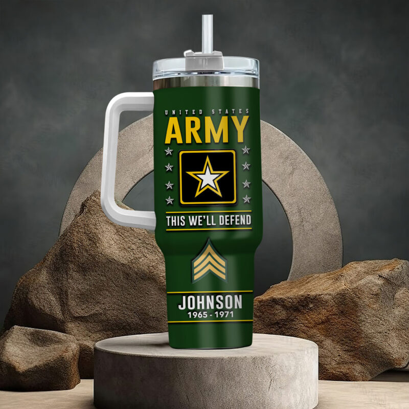 United States Army Custom Stanley Quencher 40oz Stainless Steel Tumbler With Handle - Threewoofs - Image 3