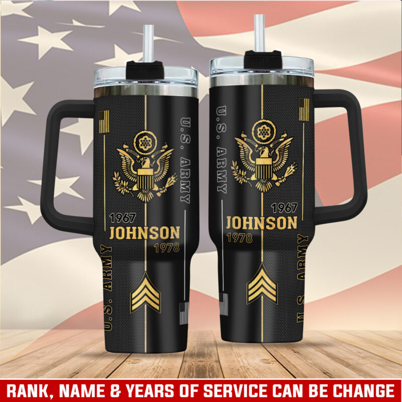 United States Army Custom Stanley Quencher 40oz Stainless Steel Tumbler With Handle - Threewoofs