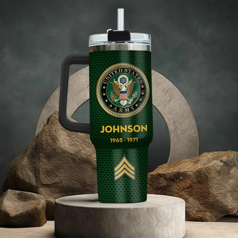 United States Army Custom Stanley Quencher 40oz Stainless Steel Tumbler With Handle - Threewoofs - Image 3