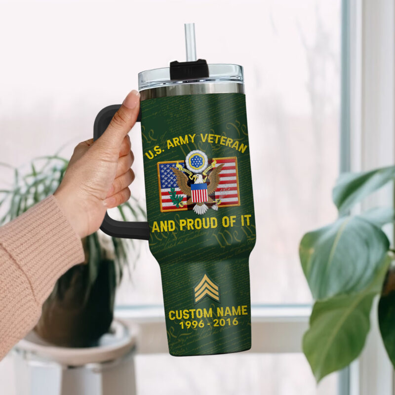 United States Army Custom Stanley Quencher 40oz Stainless Steel Tumbler With Handle - Threewoofs - Image 2