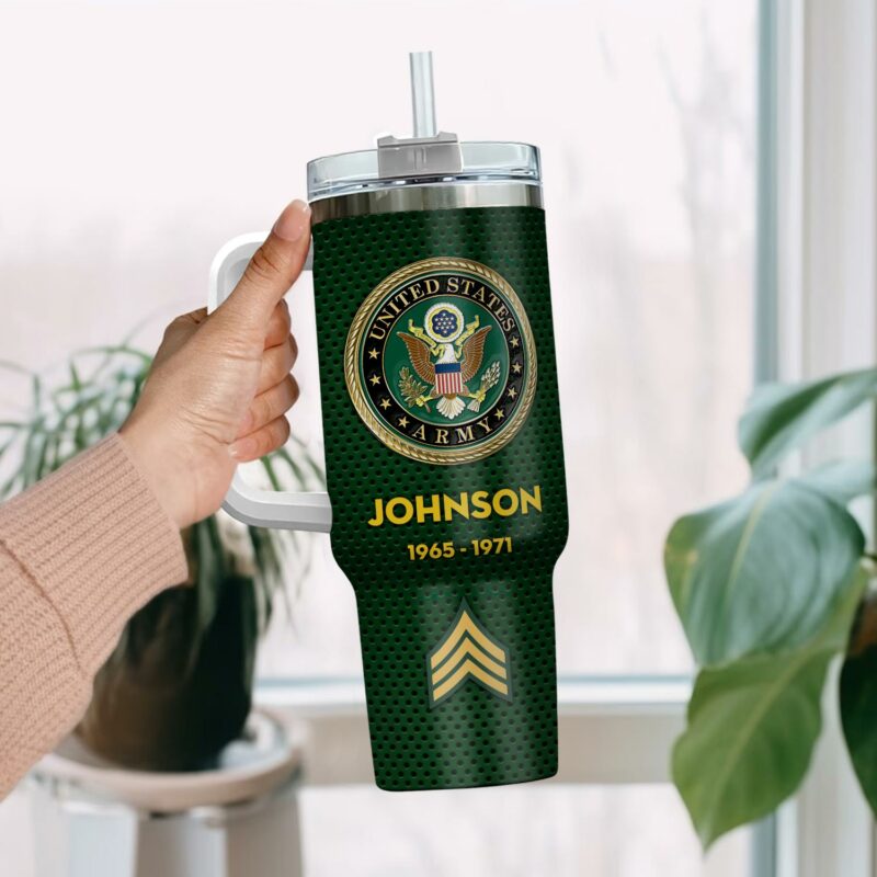 United States Army Custom Stanley Quencher 40oz Stainless Steel Tumbler With Handle - Threewoofs - Image 2