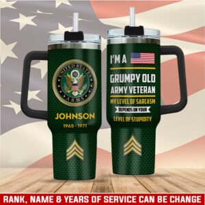 United States Army Custom Stanley Quencher 40oz Stainless Steel Tumbler With Handle - Threewoofs