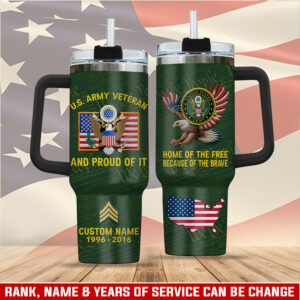 United States Army Custom Stanley Quencher 40oz Stainless Steel Tumbler With Handle - Threewoofs